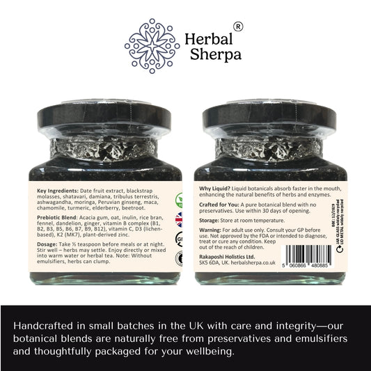 Botanical Wellness Supplement for Women – Vegan Liquid Blend with Maca, Beetroot, Ginger & Chamomile (30-day Supply)