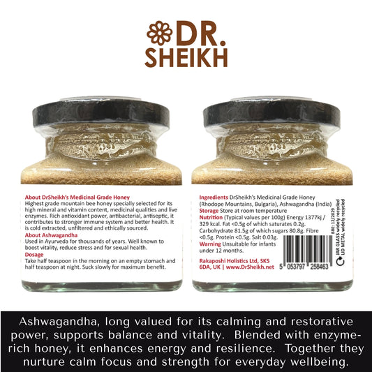 DrSheikh Balancing Ritual – Ashwagandha & Raw Honey Blend for Gut Comfort, Skin Glow & Scalp Vitality (150g)