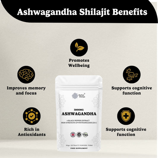 Herbal Sherpa Ashwagandha 3000mg – High Strength Organic Extract with Black Pepper for Stress, Energy & Hormonal Balance