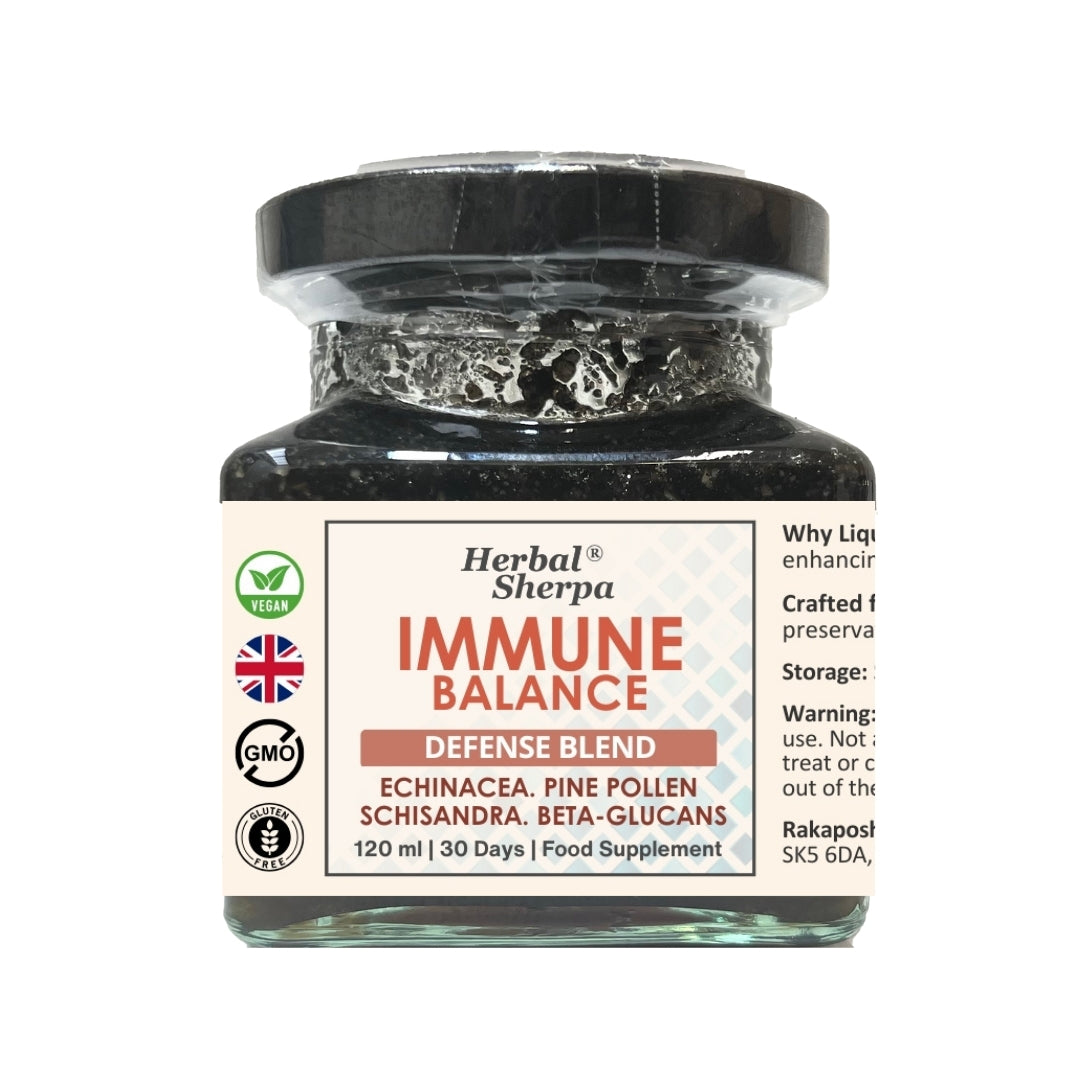 Immune Defence with Elderberry, Pine Pollen, Schisandra, Beta Glucans, Vegan 120ml