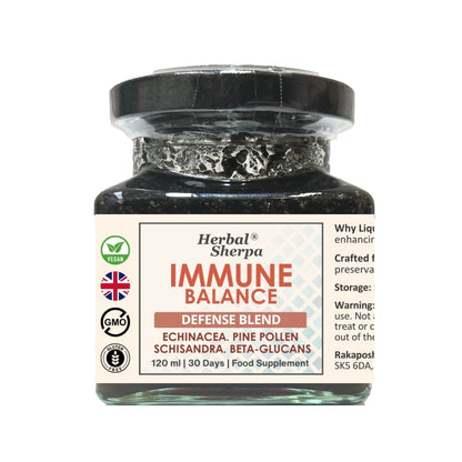 Immune Defence with Elderberry, Pine Pollen, Schisandra, Beta Glucans, Vegan 120ml