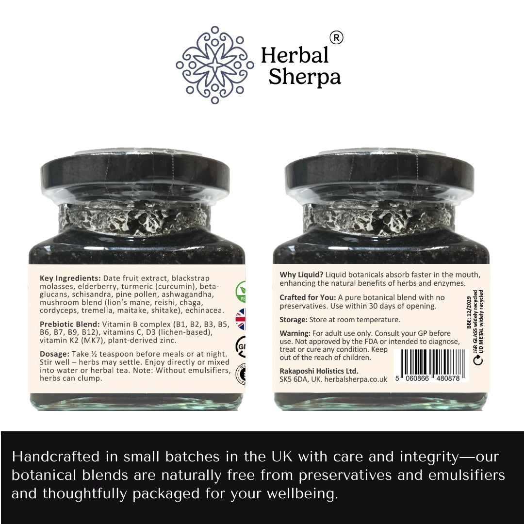 Immune Defence with Elderberry, Pine Pollen, Schisandra, Beta Glucans, Vegan 120ml