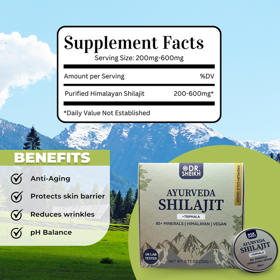 DrSheikh’s Ayurvedic Anti-wrinkle & Anti-aging Himalayan Shilajit & Triphala for Naturally Youthful Skin and Radiant Complexion - 10 & 20g.