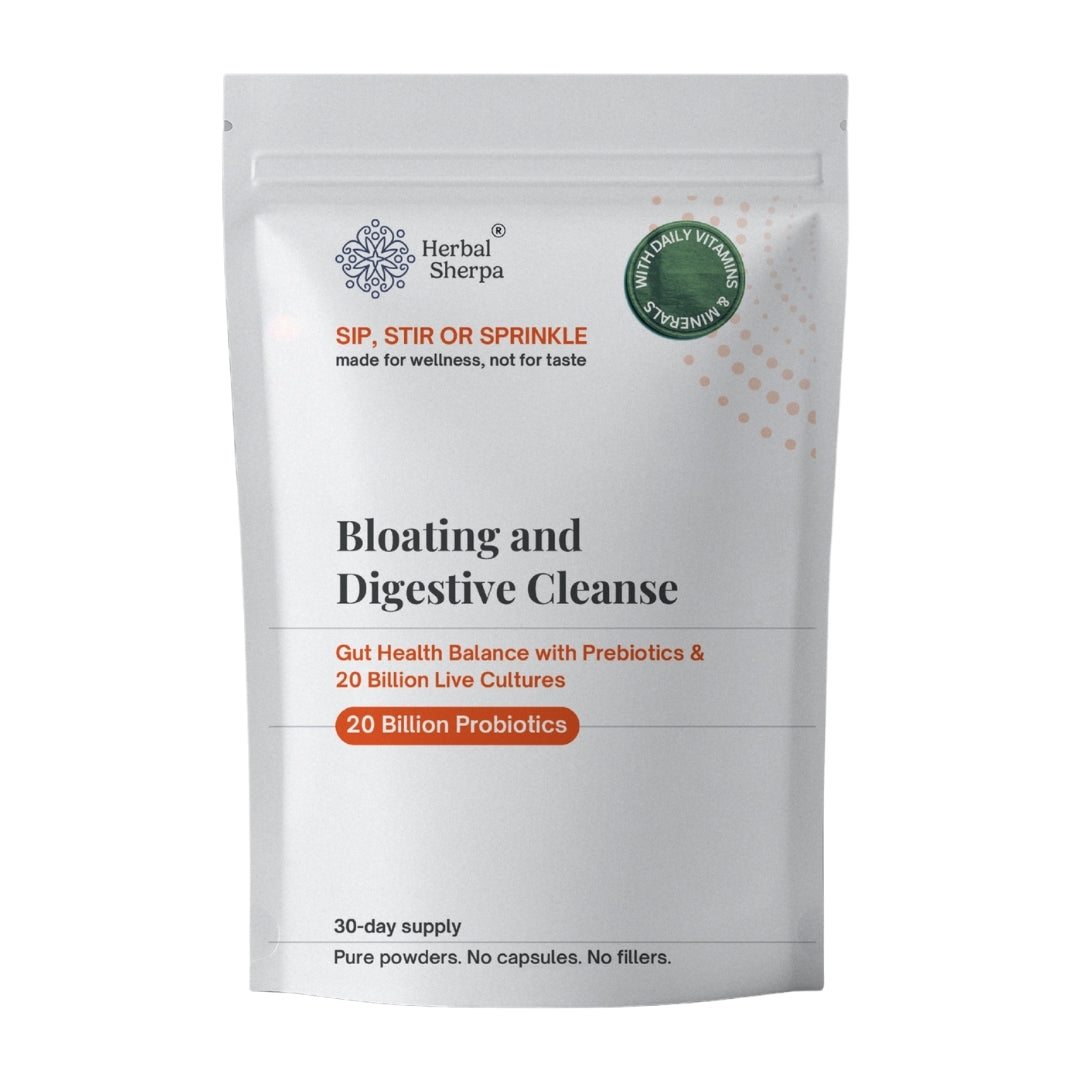 Herbal Sherpa Bloating and Digestive Cleanse pouch with 20 Billion Probiotics