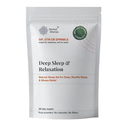 Herbal Sherpa Deep Sleep & Relaxation — natural sleep aid for deeper, restful nights & stress relief — 60g pure vegan powder pouch