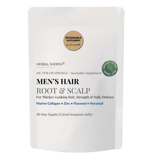 Men’s Hair Root & Scalp Support – Marine Collagen Zinc Flaxseed | Spoonable Powder 30 Day Supply