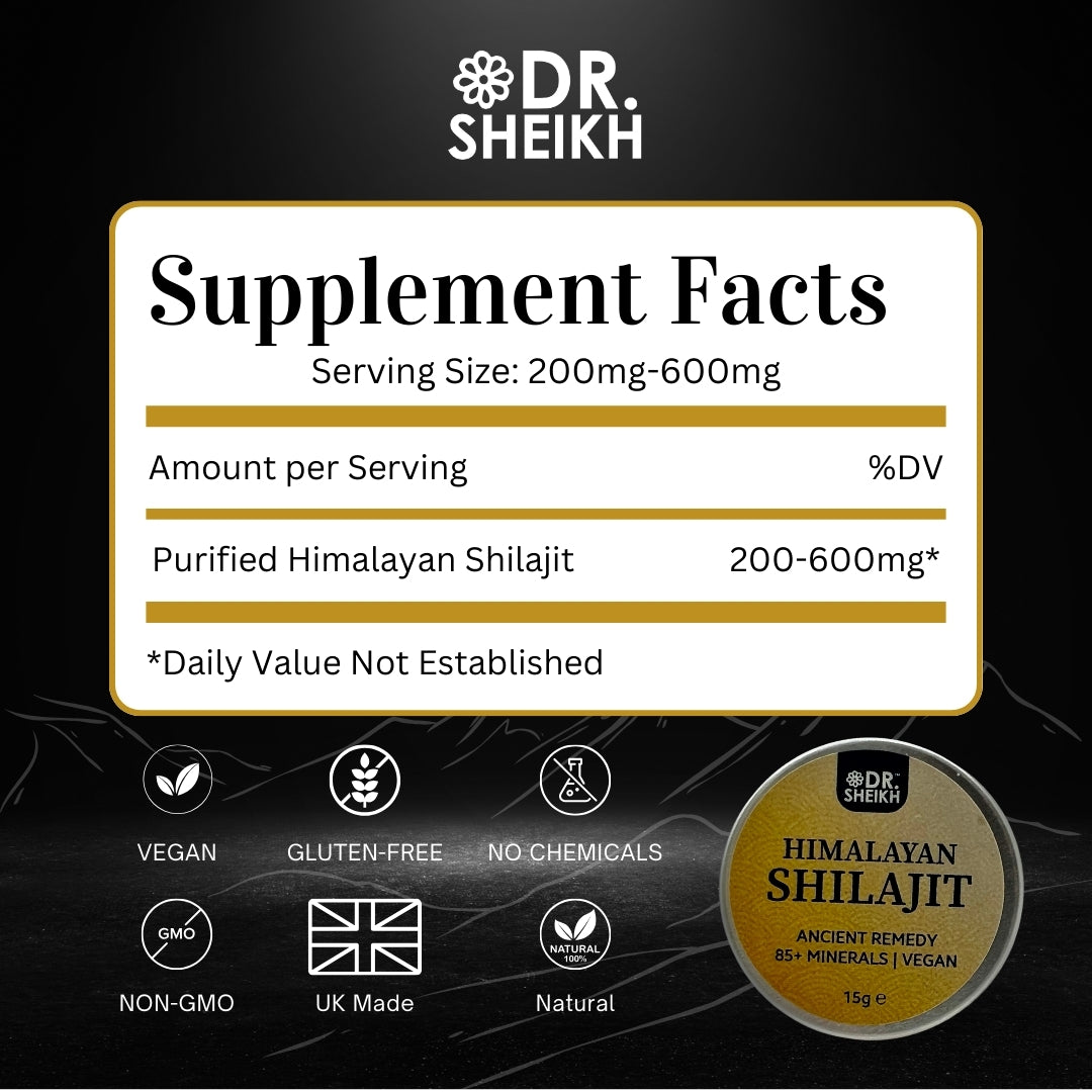 DrSheikh Himalayan Shilajit 8g & 20g - 100% Pure, Himalayan, Gold Grade, High Potency. UK LAB TESTED (Independent 3rd Party)