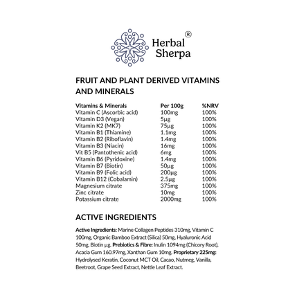 Skin, Hair & Nails Supplement – Biotin Collagen Hyaluronic Acid Silica Keratin | Spoonable Powder 30 Day Supply