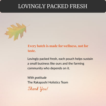 Herbal Sherpa Vegan Weight Loss & Fat Burner — lovingly packed fresh, made for wellness not taste, small-batch UK-made powder blend — gratitude message from Rakaposhi Holistics