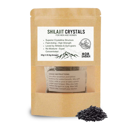 DrSheikh Halal Himalayan Shilajit Resin Crystals. Double Strength. Best Value (No Moisture)