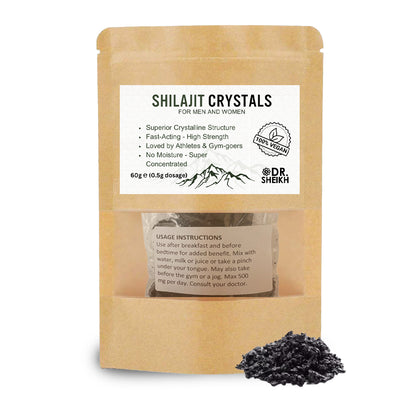 DrSheikh Halal Himalayan Shilajit Resin Crystals. Double Strength. Best Value (No Moisture)