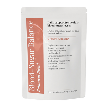 Blood-Sugar Balance Botanical Blend | Vegan Herbal Powder | Cinnamon, Fenugreek, Inulin | 150g ~30 Servings